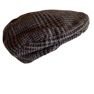 Beige Black Lake of the Isles Newsboy Cabbie Hat Tweed Wool Size M